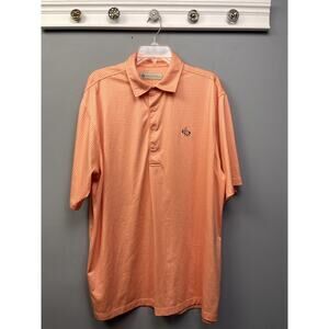 Donald Ross Polo Shirt Mens XL Orange‎ White gingham Embroidered Golf Casual